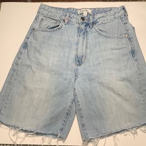 High waisted denim cut off shorts
